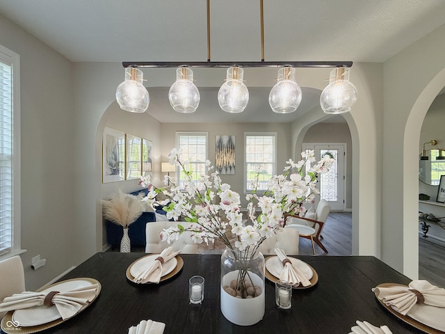 8644 N Deer Crossing Blvd, Mccordsville, IN 46055 - dining room with arched walkways and wood finished floors