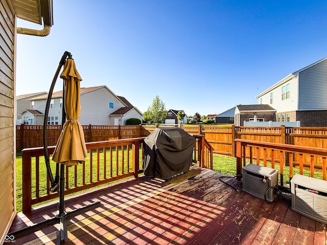 8644 N Deer Crossing Blvd, Mccordsville, IN 46055 - deck featuring a fenced backyard, a residential view, and grilling area
