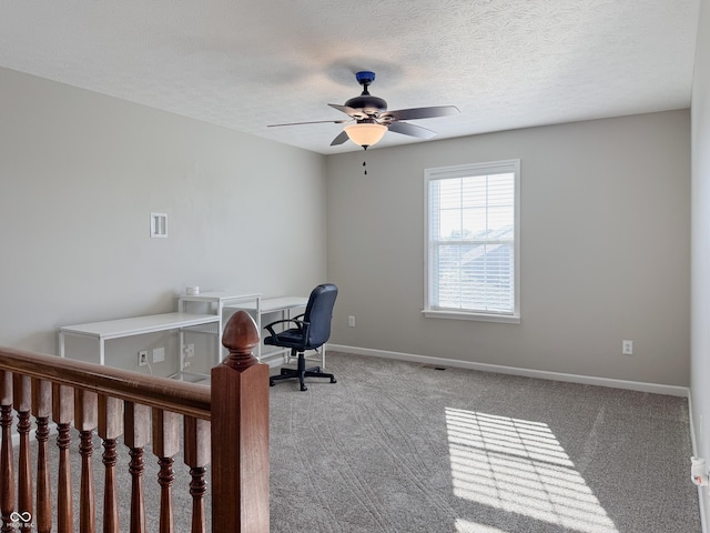 8644 N Deer Crossing Blvd, Mccordsville, IN 46055 - bedroom with carpet, baseboards, a textured ceiling, and ceiling fan