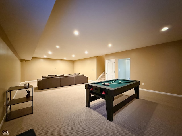 8644 N Deer Crossing Blvd, Mccordsville, IN 46055 - game room featuring carpet floors, recessed lighting, baseboards, and billiards table