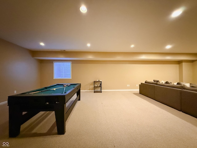8644 N Deer Crossing Blvd, Mccordsville, IN 46055 - recreation room featuring carpet flooring, recessed lighting, baseboards, and billiards table