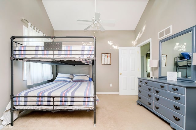 1940 Stringtown Pike, Cicero, IN 46034 - carpeted bedroom with baseboards, lofted ceiling, and a ceiling fan
