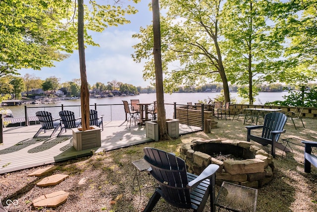 1940 Stringtown Pike, Cicero, IN 46034 - view of patio with an outdoor fire pit and a deck with water view