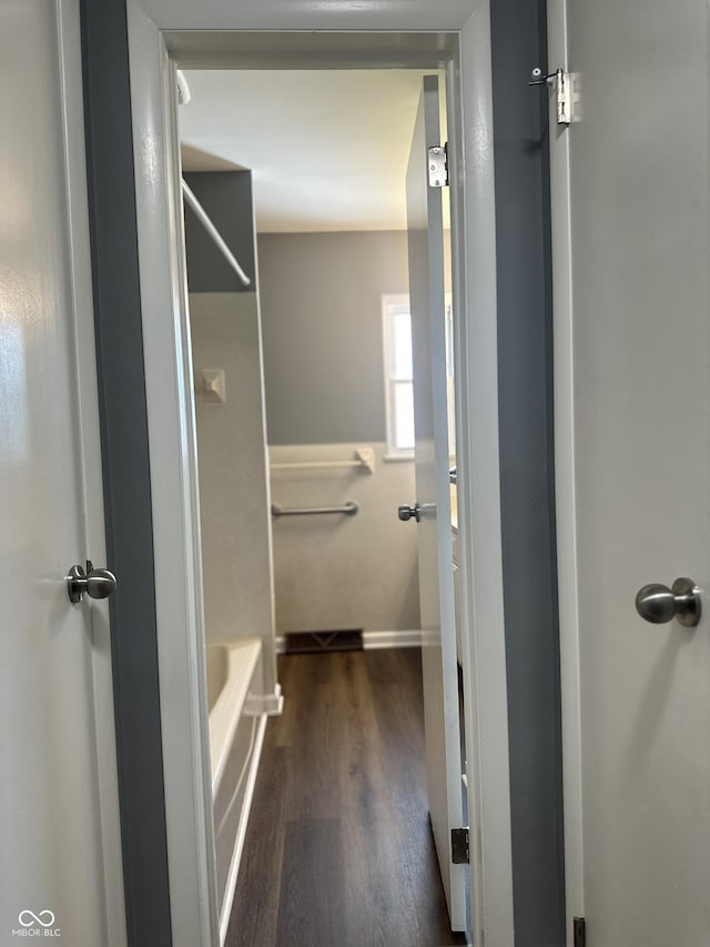 8417 S Sherman Dr, Indianapolis, IN 46237 - bathroom with wood finished floors and baseboards