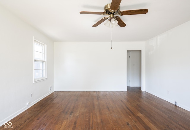 370 N Bazil Ave, Indianapolis, IN 46219 - unfurnished room with ceiling fan, dark wood-type flooring, and baseboards