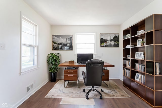 370 N Bazil Ave, Indianapolis, IN 46219 - office with dark wood finished floors and baseboards