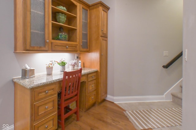 1614 Rosebud Ln Unit 83, Greenwood, IN 46143 - home office with light wood-style floors, built in study area, and baseboards