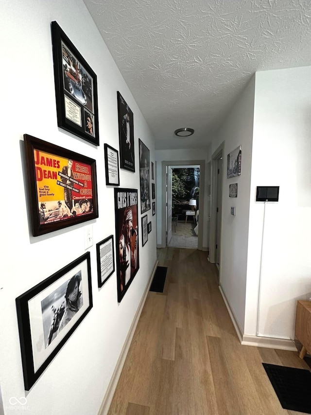 426 St Paul St, Indianapolis, IN 46201 - hall featuring light wood-style flooring, a textured ceiling, and baseboards