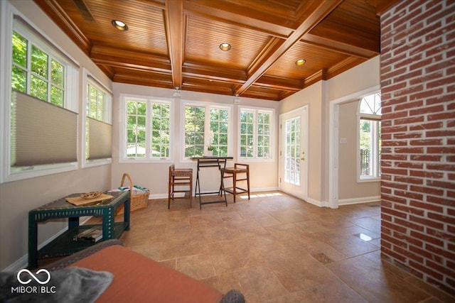 11536 Woods Bay Ln, Indianapolis, IN 46236 - sunroom / solarium featuring healthy amount of natural light, coffered ceiling, and beamed ceiling