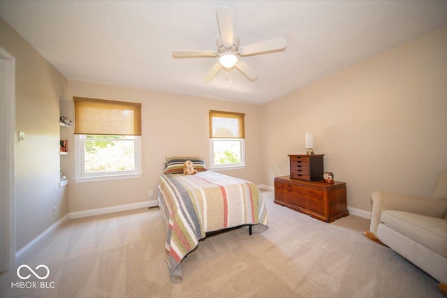 11536 Woods Bay Ln, Indianapolis, IN 46236 - bedroom featuring light colored carpet, baseboards, and a ceiling fan