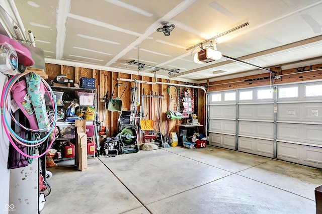 garage with a garage door opener