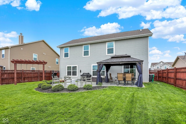 back of house featuring a gazebo, a patio, and a pergola