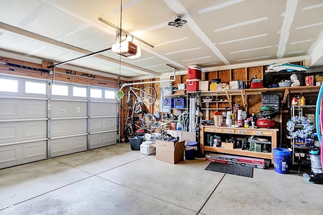 garage with a garage door opener