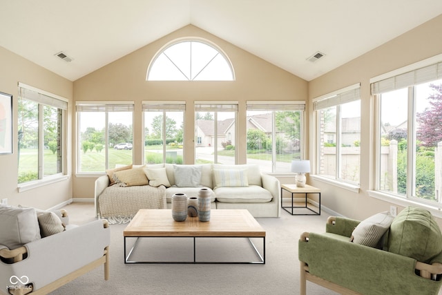 11438 Winding Wood Dr, Indianapolis, IN 46235 - sunroom / solarium featuring lofted ceiling, carpet floors, and baseboards