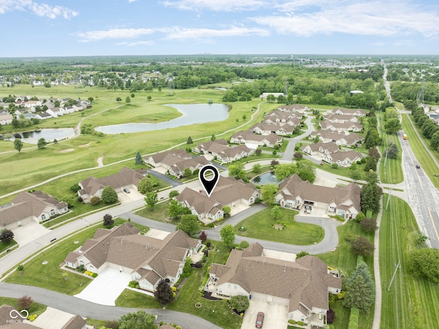 11438 Winding Wood Dr, Indianapolis, IN 46235 - aerial perspective of suburban area with a nearby body of water, a golf course, and a tree filled landscape