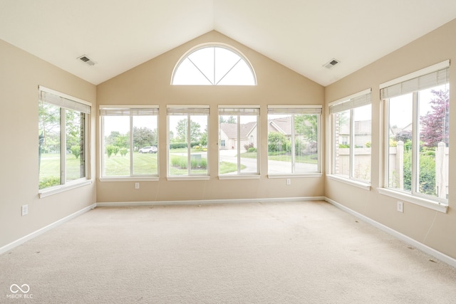 11438 Winding Wood Dr, Indianapolis, IN 46235 - unfurnished sunroom with plenty of natural light, carpet floors, and lofted ceiling