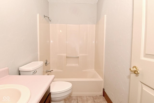 6567 Kings Ct, Avon, IN 46123 - bathroom featuring vanity, bathing tub / shower combination, tile patterned flooring, and a textured wall