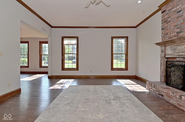 6567 Kings Ct, Avon, IN 46123 - unfurnished living room featuring plenty of natural light, wood finished floors, and ornamental molding
