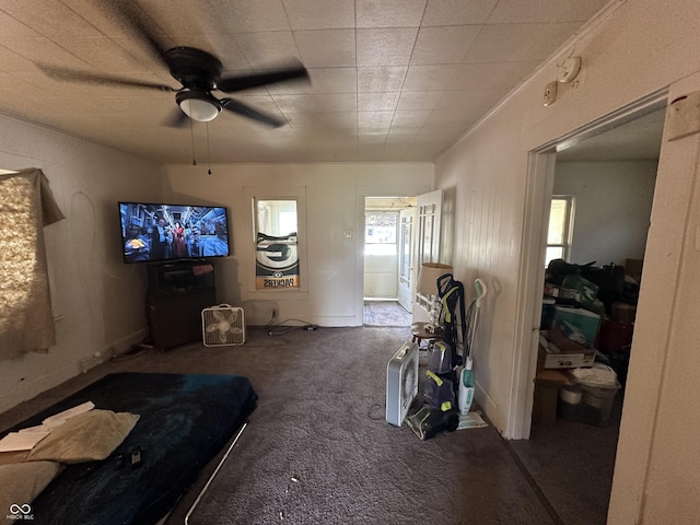 1830 Jefferson St, Anderson, IN 46016 - carpeted living room with ceiling fan