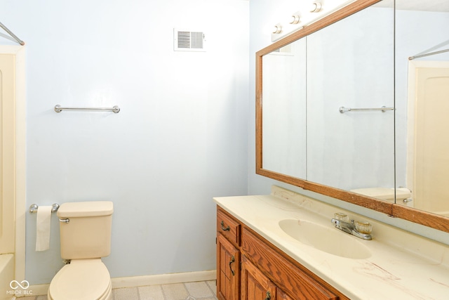3325 Broadview Ct, Indianapolis, IN 46227 - bathroom with toilet, vanity, baseboards, and a shower