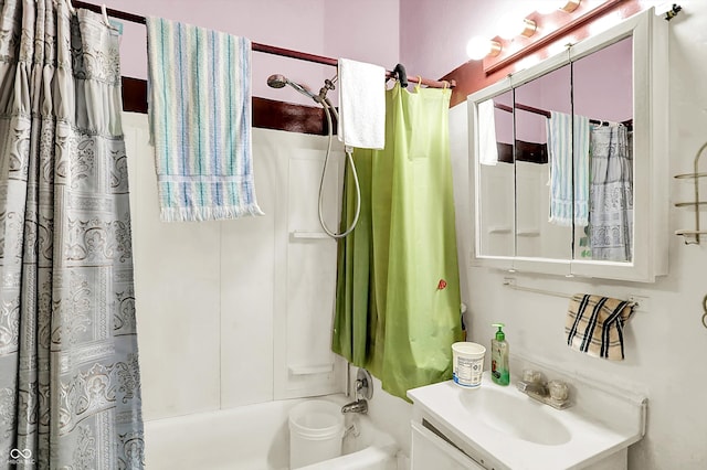 2490 S County Road 60 E, Greensburg, IN 47240 - full bathroom with shower / bath combo with shower curtain and vanity