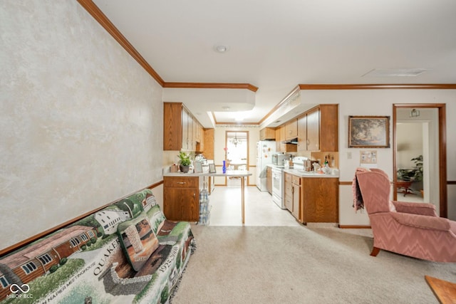 3537 Woodglen Way, Anderson, IN 46011 - living room with ornamental molding and light colored carpet