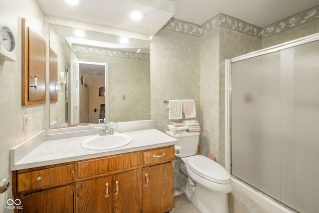 3537 Woodglen Way, Anderson, IN 46011 - bathroom with a shower stall, toilet, and vanity