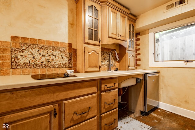4130 N Meridian St, Indianapolis, IN 46208 - bathroom featuring decorative backsplash, baseboards, and double vanity