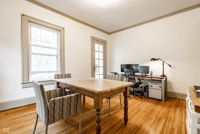 4130 N Meridian St, Indianapolis, IN 46208 - home office featuring ornamental molding, baseboards, and light wood-style floors
