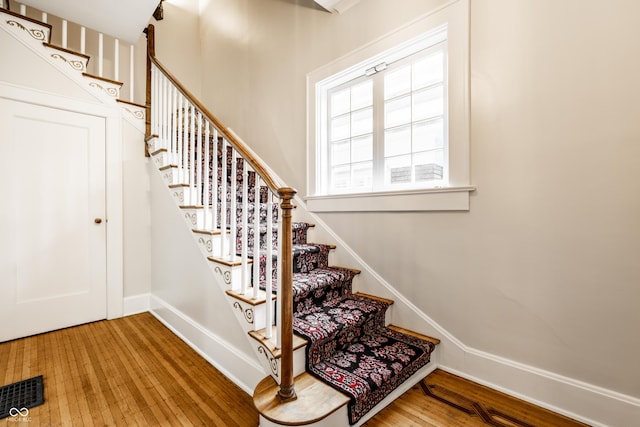 4130 N Meridian St, Indianapolis, IN 46208 - staircase with wood finished floors and baseboards