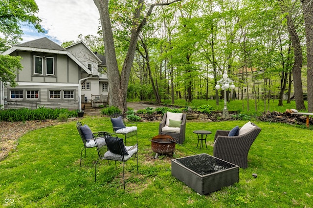 4130 N Meridian St, Indianapolis, IN 46208 - view of grassy yard featuring an outdoor fire pit