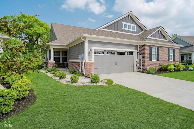 5020 Eldon Dr, Noblesville, IN 46062 - craftsman inspired home featuring board and batten siding, a garage, brick siding, driveway, and a front lawn