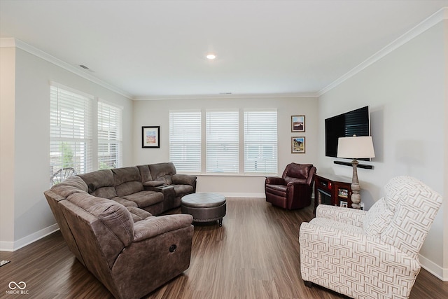 5020 Eldon Dr, Noblesville, IN 46062 - living room featuring baseboards, ornamental molding, and plenty of natural light