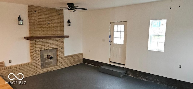 3854 Three Mile Rd, Centerville, IN 47330 - unfurnished living room featuring a ceiling fan