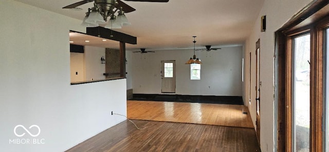 3854 Three Mile Rd, Centerville, IN 47330 - spare room featuring a ceiling fan and wood-type flooring