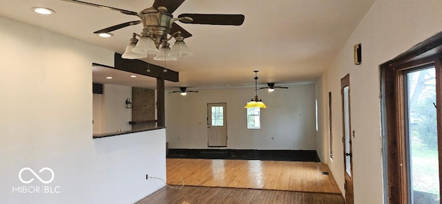 3854 Three Mile Rd, Centerville, IN 47330 - unfurnished room with ceiling fan, hardwood / wood-style floors, and recessed lighting