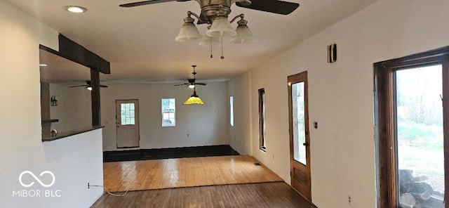 3854 Three Mile Rd, Centerville, IN 47330 - foyer entrance with a ceiling fan, wood finished floors, and recessed lighting