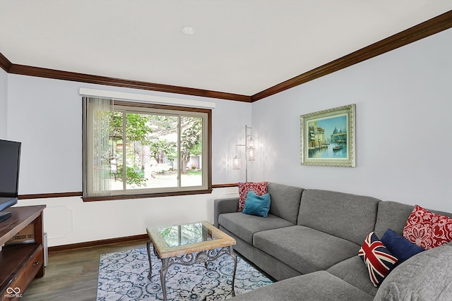 781 Dayton Dr, Carmel, IN 46033 - living room with ornamental molding, wood finished floors, and baseboards