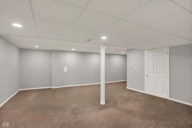 781 Dayton Dr, Carmel, IN 46033 - finished basement featuring carpet flooring, a drop ceiling, recessed lighting, and baseboards