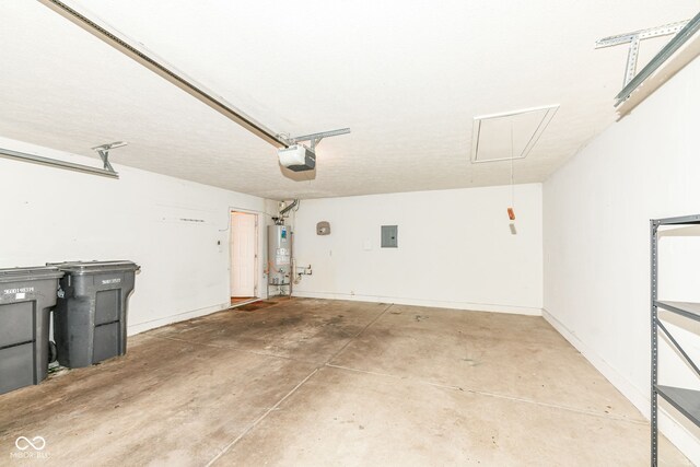 7645 Briarstone Ln, Indianapolis, IN 46227 - garage with water heater, electric panel, and a garage door opener
