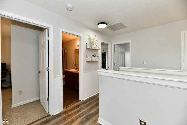 7604 Cloudy Ct, Camby, IN 46113 - hallway with dark wood-style floors