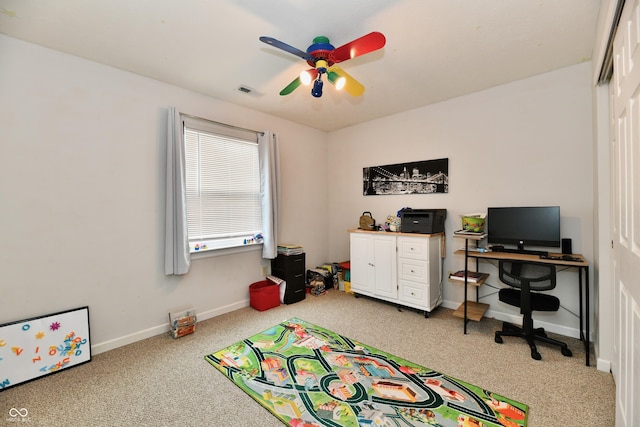 7604 Cloudy Ct, Camby, IN 46113 - carpeted office space with a ceiling fan and baseboards
