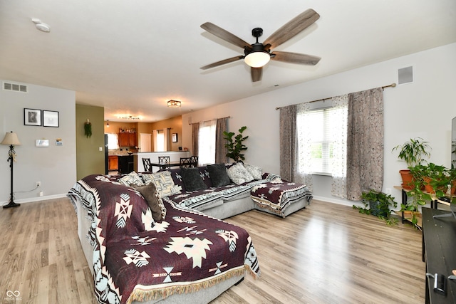 7604 Cloudy Ct, Camby, IN 46113 - living area featuring ceiling fan, healthy amount of natural light, and light wood finished floors