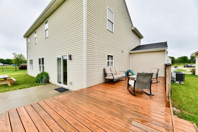 7604 Cloudy Ct, Camby, IN 46113 - deck with a yard, outdoor lounge area, and central AC unit