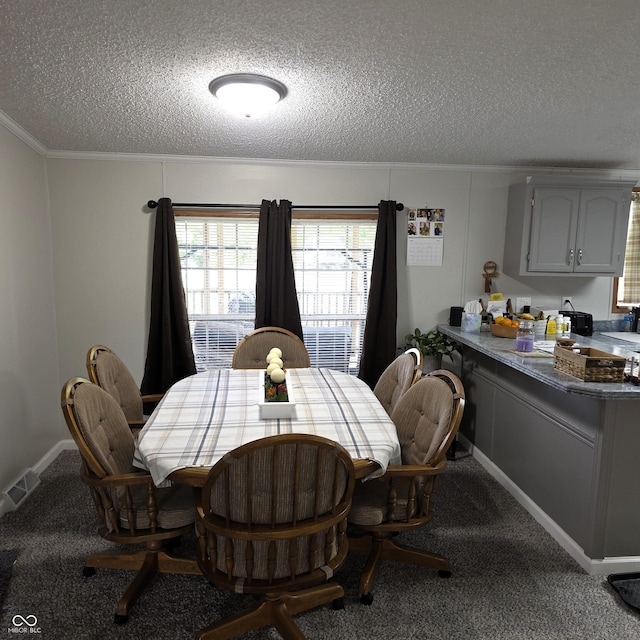 5269 W State Road 42, Brazil, IN 47834 - dining space with a textured ceiling, crown molding, and carpet
