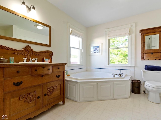 19702 Centennial Rd, Sheridan, IN 46069 - bathroom with plenty of natural light, a bath, vanity, and tile patterned floors