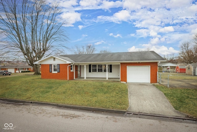 1827 Fulton St, Tell City, IN 47586 - single story home featuring covered porch, an attached garage, brick siding, and driveway