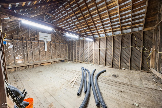 view of unfinished attic