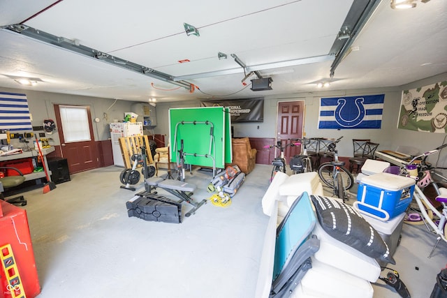 garage with a garage door opener