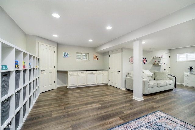 14130 Autumn Woods Dr, Carmel, IN 46074 - sitting room with baseboards, dark wood finished floors, and recessed lighting